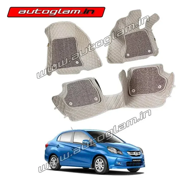 7D Car Mats Compatible with Honda Amaze 2012-18, Color - Beige, | AGHA7D13