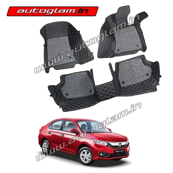 7D Car Mats Compatible with Honda Amaze 2018+, Color - Black, | AGHA7D272