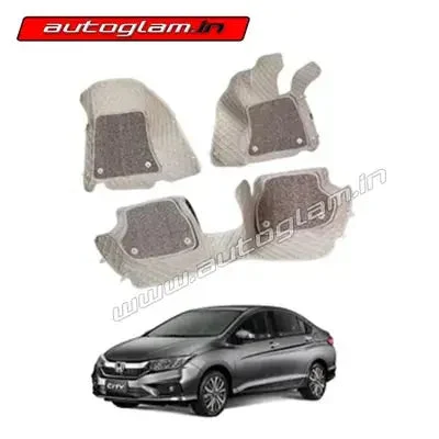 7D Car Mats Compatible with Honda City (Automatic), Color - Beige, AGHC7D238