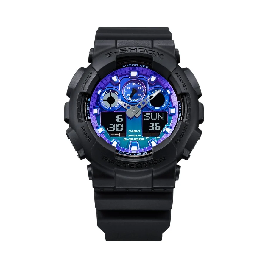 Casio G-Shock Digital Wristwatch Blue Dial/Black Strap (GA-100FL-1ADR)