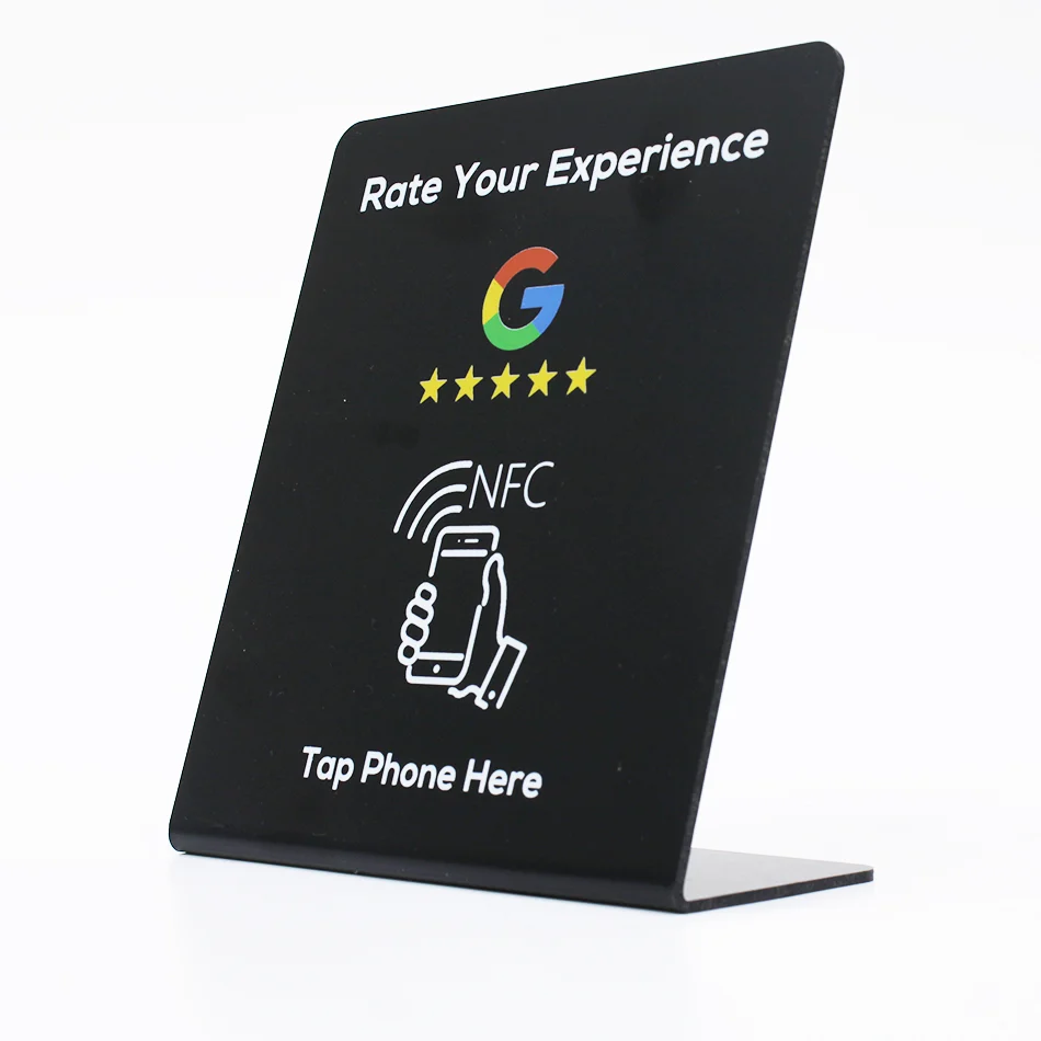 Google Review NFC Table Top Display Tap & Review Stand (Black Edition)14X12 CM