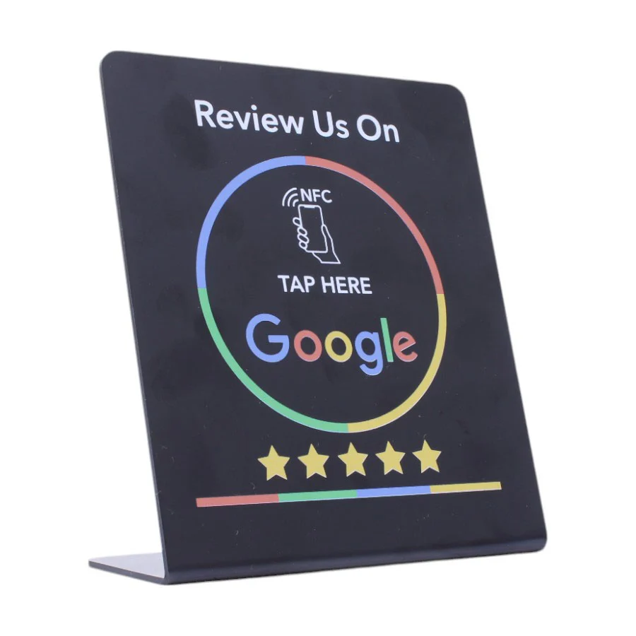 Google Review NFC Table Top Display Tap & Review Stand ( Black Edition)14X12cm