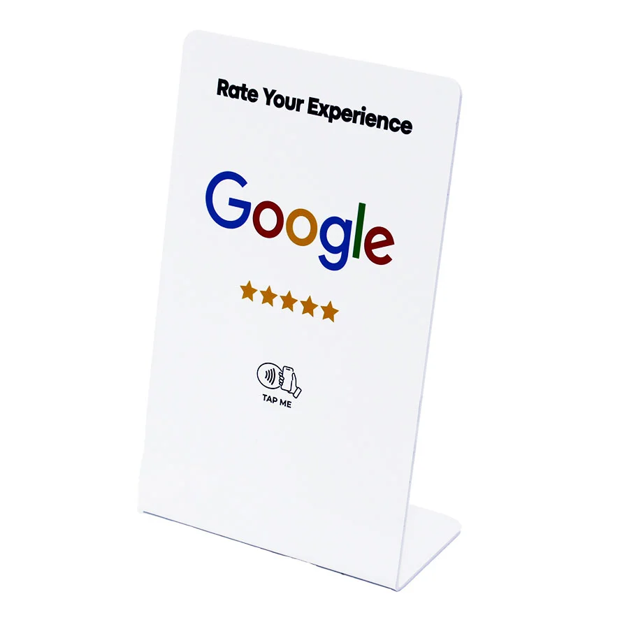 Google Review NFC Table Top Display Tap & Review Stand (XL White Edition)19X12cm