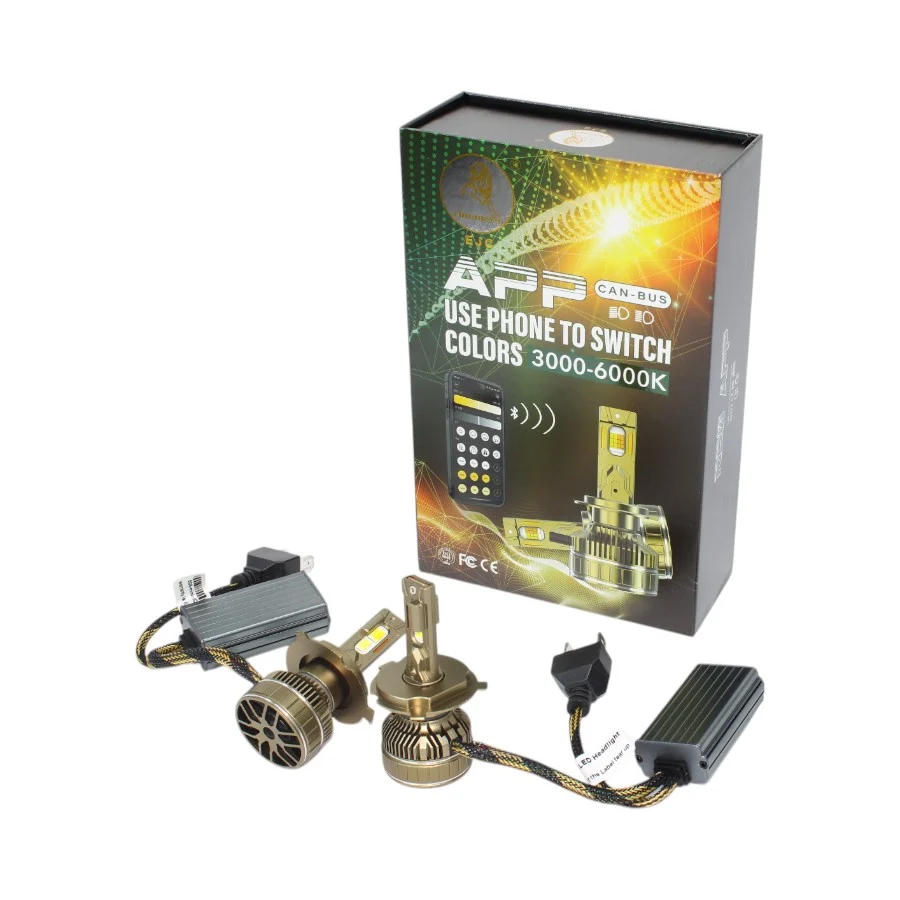 H7 R80-Series LED Smart Headlight Bulbs with App Control – Adjustable Color Temperature (3000-6000k)