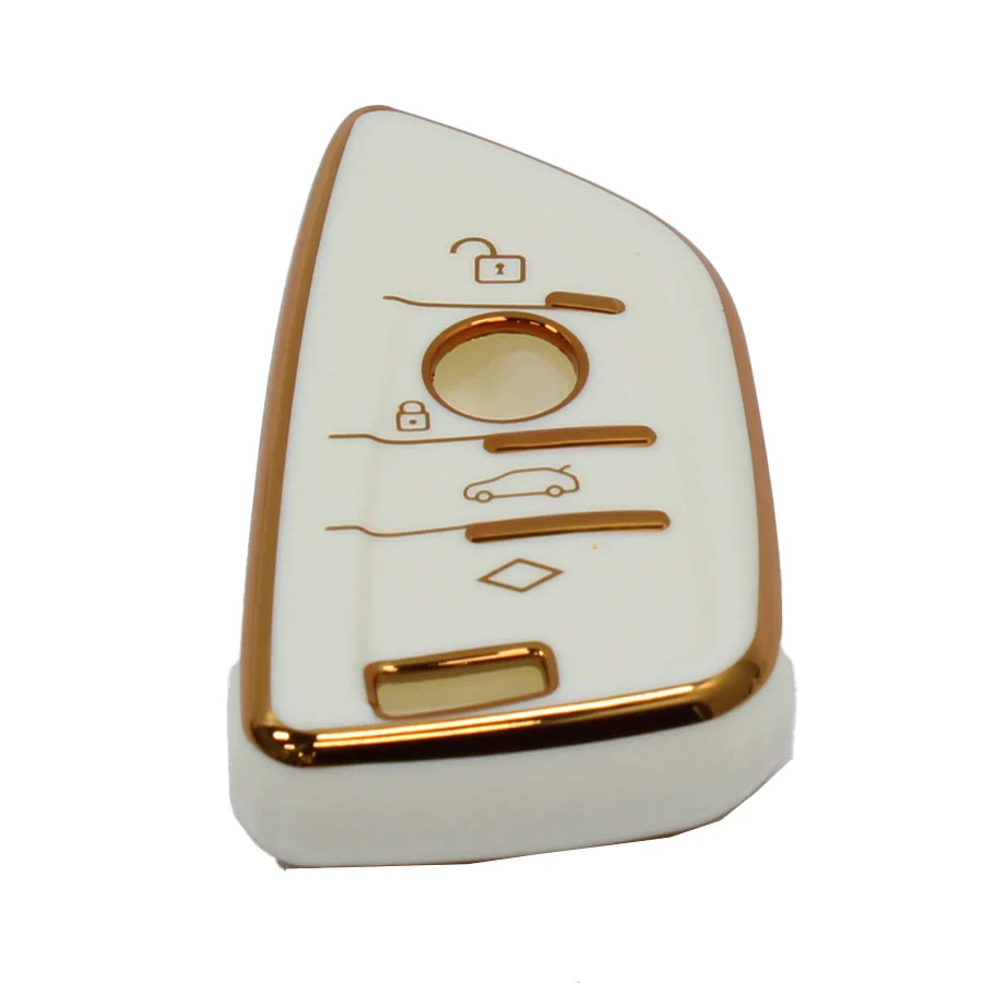 Key Cover Suitable for Bmw G-Series Type-3 Gloss White & Gold