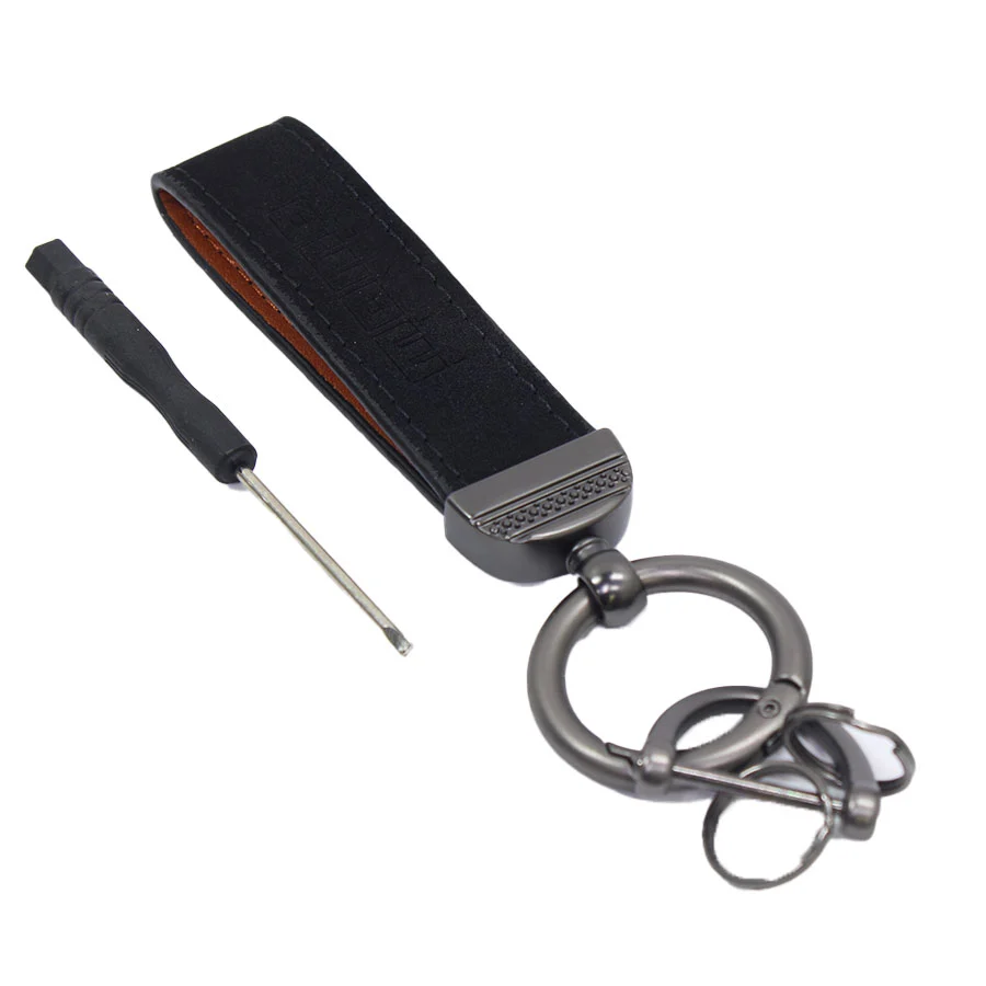 Leather & Alcantara Strap Keyring with Screwdriver