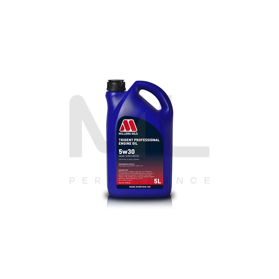 Millers Oils 5995GO Trident Professional 5W-30 Semi Synthetic Engine Oil 5l