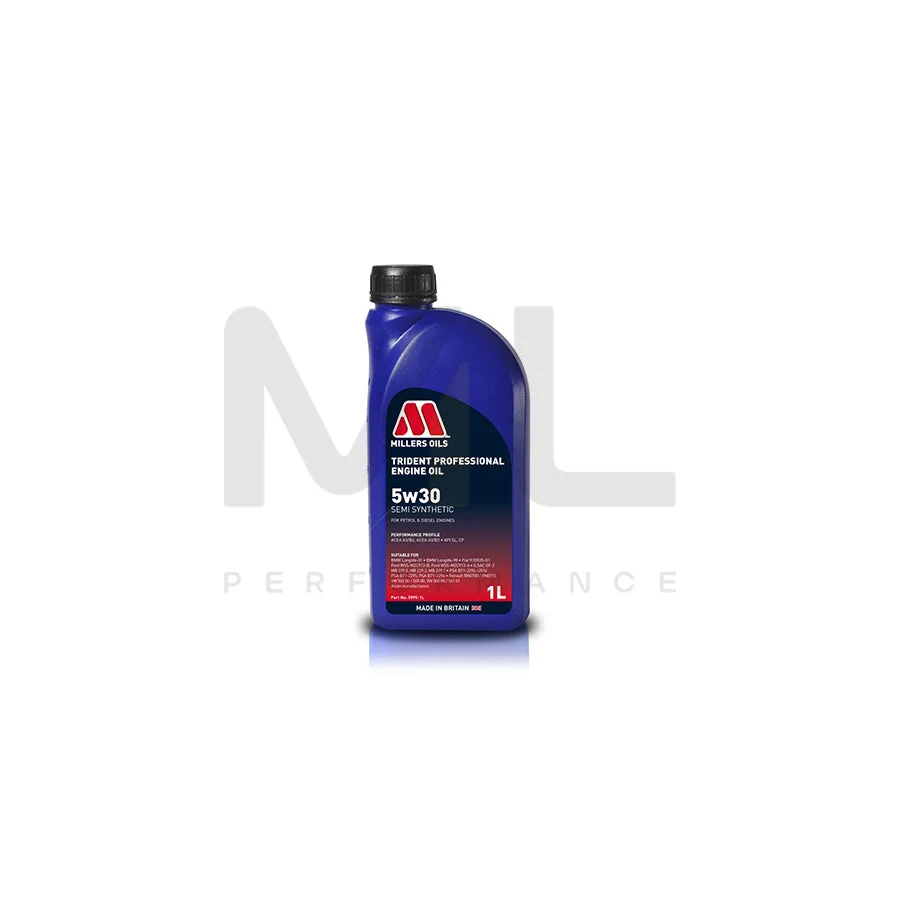 Millers Oils 5995JM Trident Professional 5W-30 Semi Synthetic Engine Oil 1l