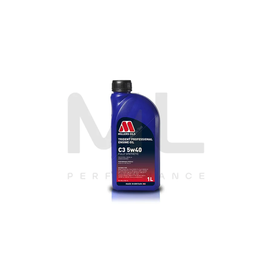 Millers Oils 6124JM Trident Professional C3 5W-40 Fully Synthetic Engine Oil 1l