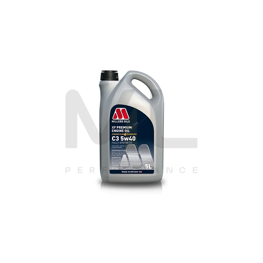 Millers Oils 7640GG XF Premium C3 5W-40 Fully Synthetic Engine Oil 5l