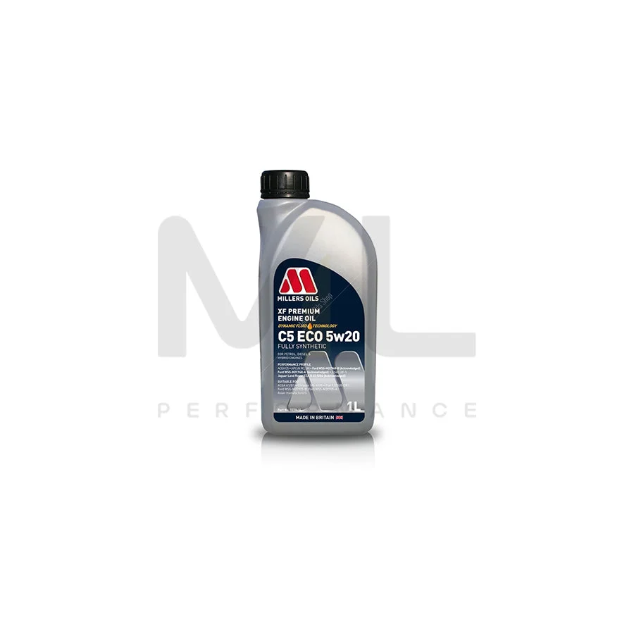 Millers Oils 7779JE XF Premium C5 ECO 5W-20 Ford EcoBoost Fully Synthetic Engine Oil 1l