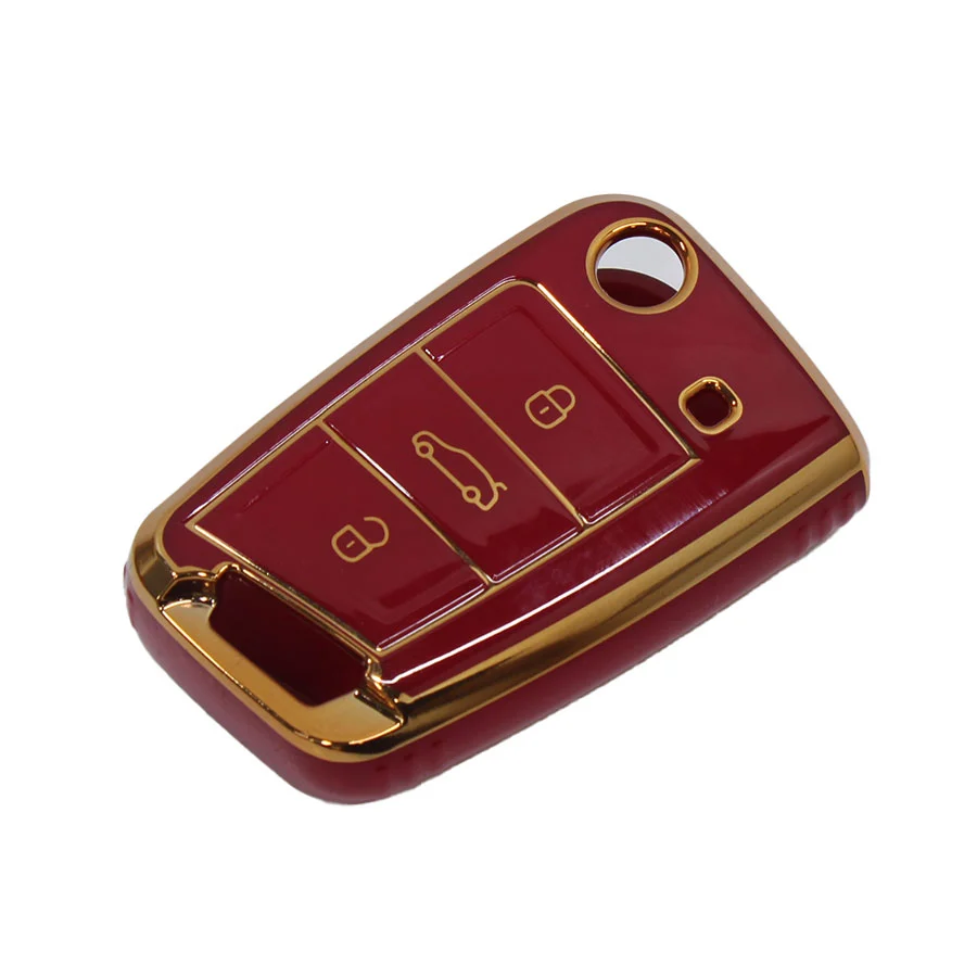Red & Black Key Cover for VW Golf Mk7