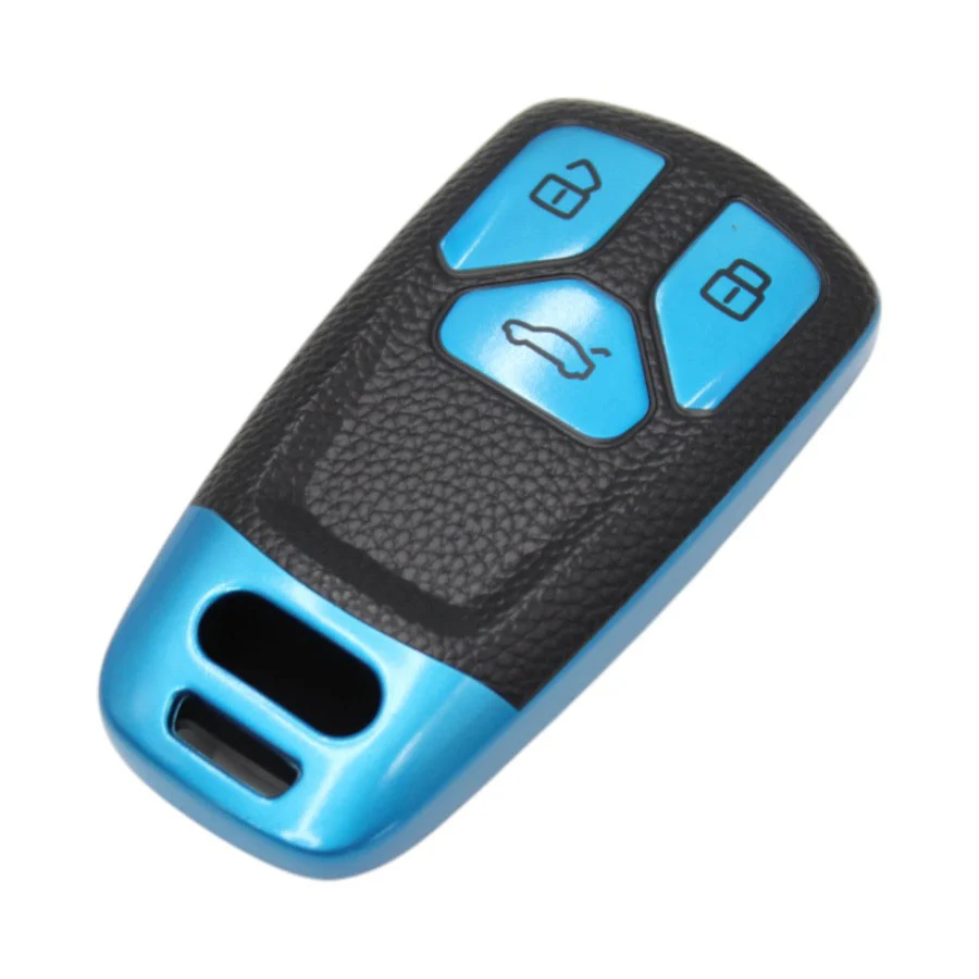 Rubber Key Cover For Audi Keys (Black & Metallic Blue)