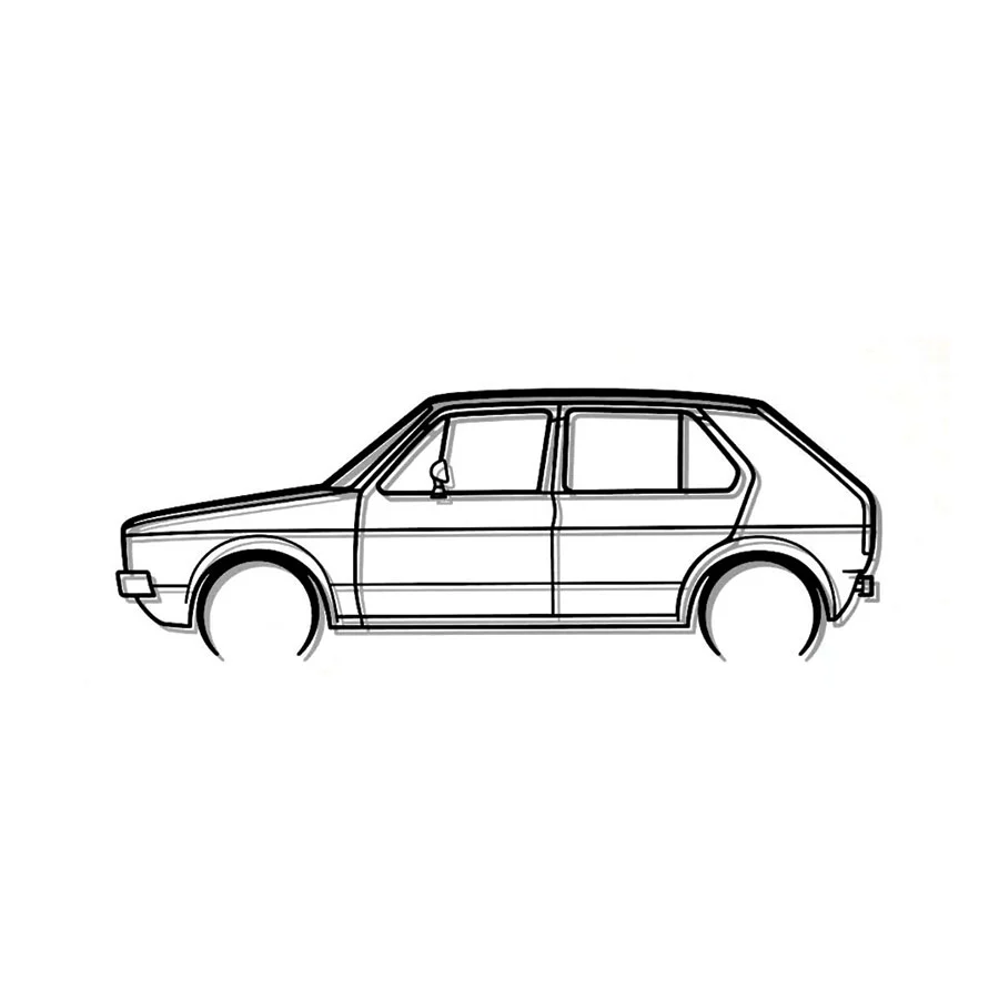 Steel Silhouette Wall Art – VW Golf Mk1 (Chrome) 600X215X2MM