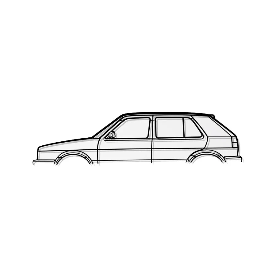 Steel Silhouette Wall Art – VW Golf Mk2 1700X600X2MM