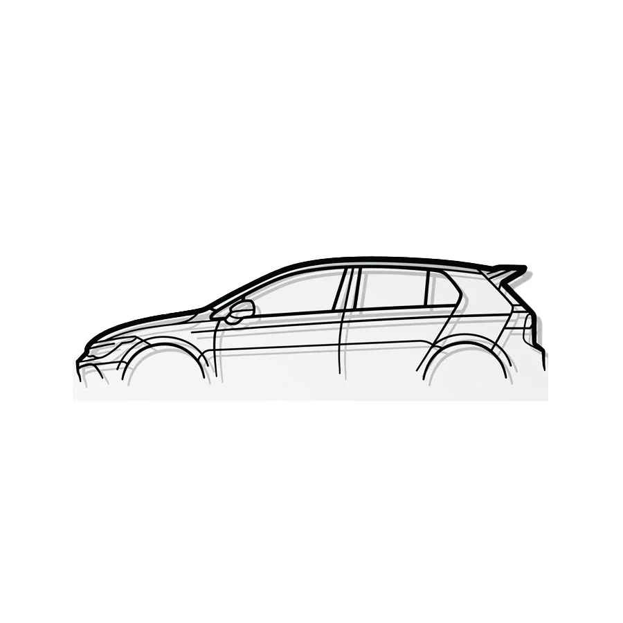 Steel Silhouette Wall Art – VW Golf Mk8 R-Line 1700X600X2MM