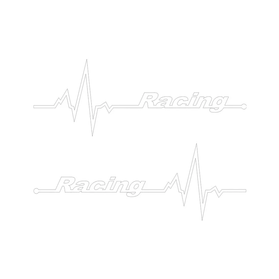 Vinyl Sticker with Racing Heartbeat Design (White)