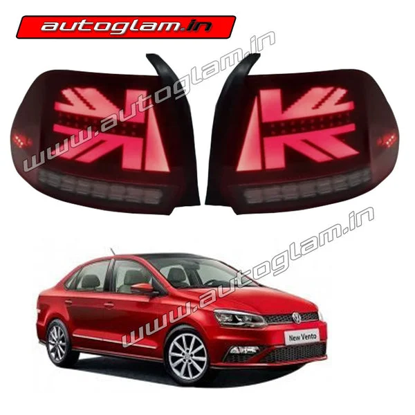 Volkswagen Vento 2020-21 LED Tail Lights Minicooper Style with Matrix Indicator | AGVV2346LTL