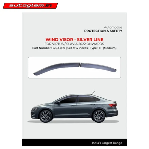 VOLKSWAGEN VIRTUS 2022 ONWARDS WIND VISOR-SILVER LINE | AGVW545WV