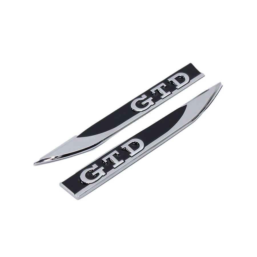 VW Black & Chrome GTD Design Fender Sticker Badge – 145x18mm (pair)