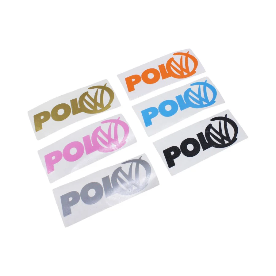 VW Polo Logo Style Vinyl Sticker (gold) 12x5cm